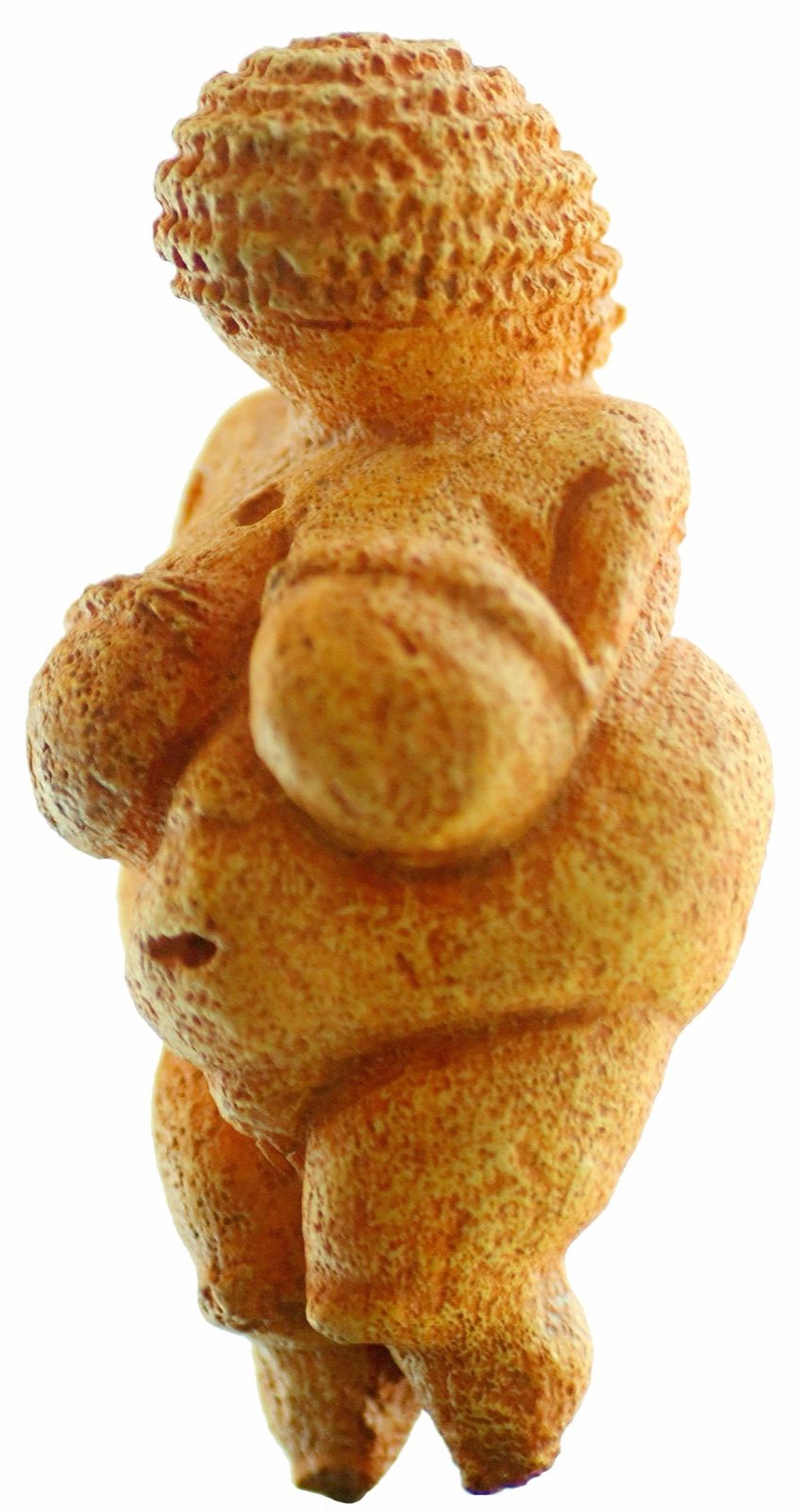 The Venus of Willendorf, a roughly 25,000-year-old Paleolithic limestone figurine, one of the artifacts most often cited as evidence for a prehistoric fertility or mother-goddess cult.