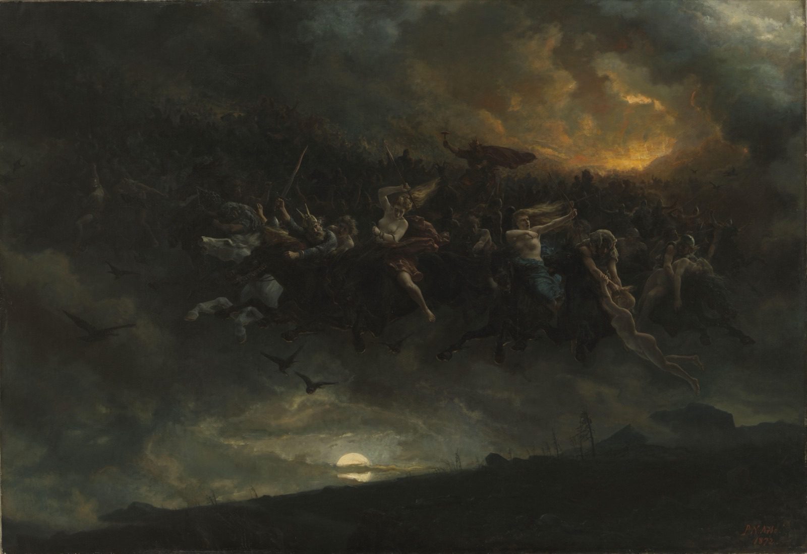 Peter Nicolai Arbo's 1872 painting The Wild Hunt of Odin, showing Odin leading a spectral cavalcade of riders across a stormy sky.